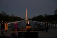 US President-elect Joe Biden speaks at a Covid-19 memorial event in Washington on the eve of his inauguration