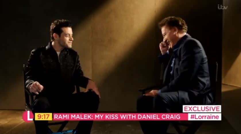 Villain: Rami Malek speaking on Lorraine Kelly this morning with Ross King (ITV)