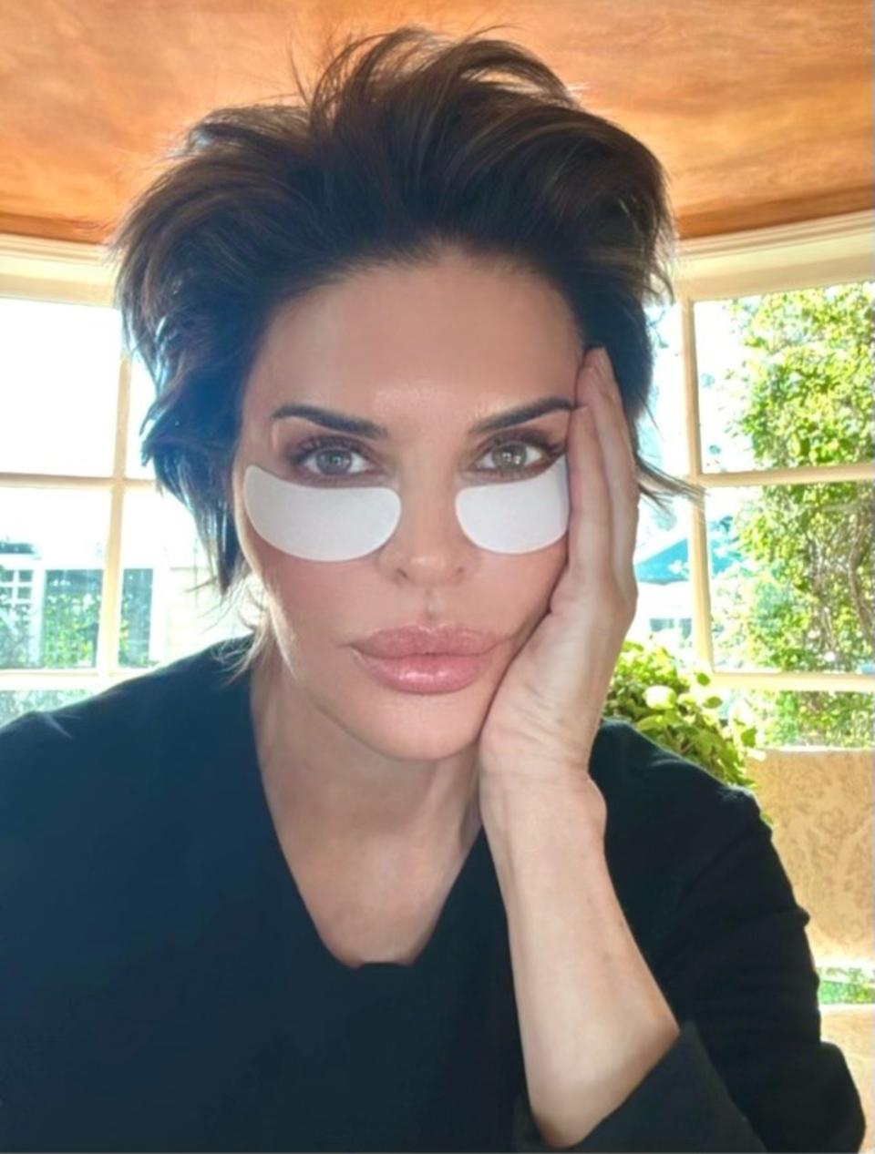 Lisa Rinna wearing Rinna Beauty Eye Patches