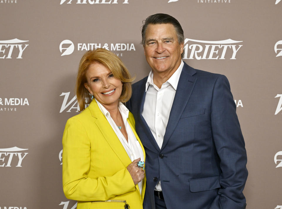 LOS ANGELES, CALIFORNIA - FEBRUARY 13: (L-R) Roma Downey and Ted McGinley attend the Variety Spirituality and Faith in Entertainment Breakfast presented by FAMI at The London Hotel on February 13, 2024 in Los Angeles, California. (Photo by John Sciulli/Variety via Getty Images)