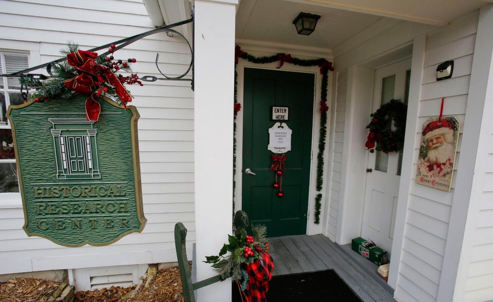 The entrance for the Sheboygan County Historical Research Center’s Treemendous Celebration holiday display as seen, Wednesday, November 30, 2022, in Sheboygan Falls, Wis.