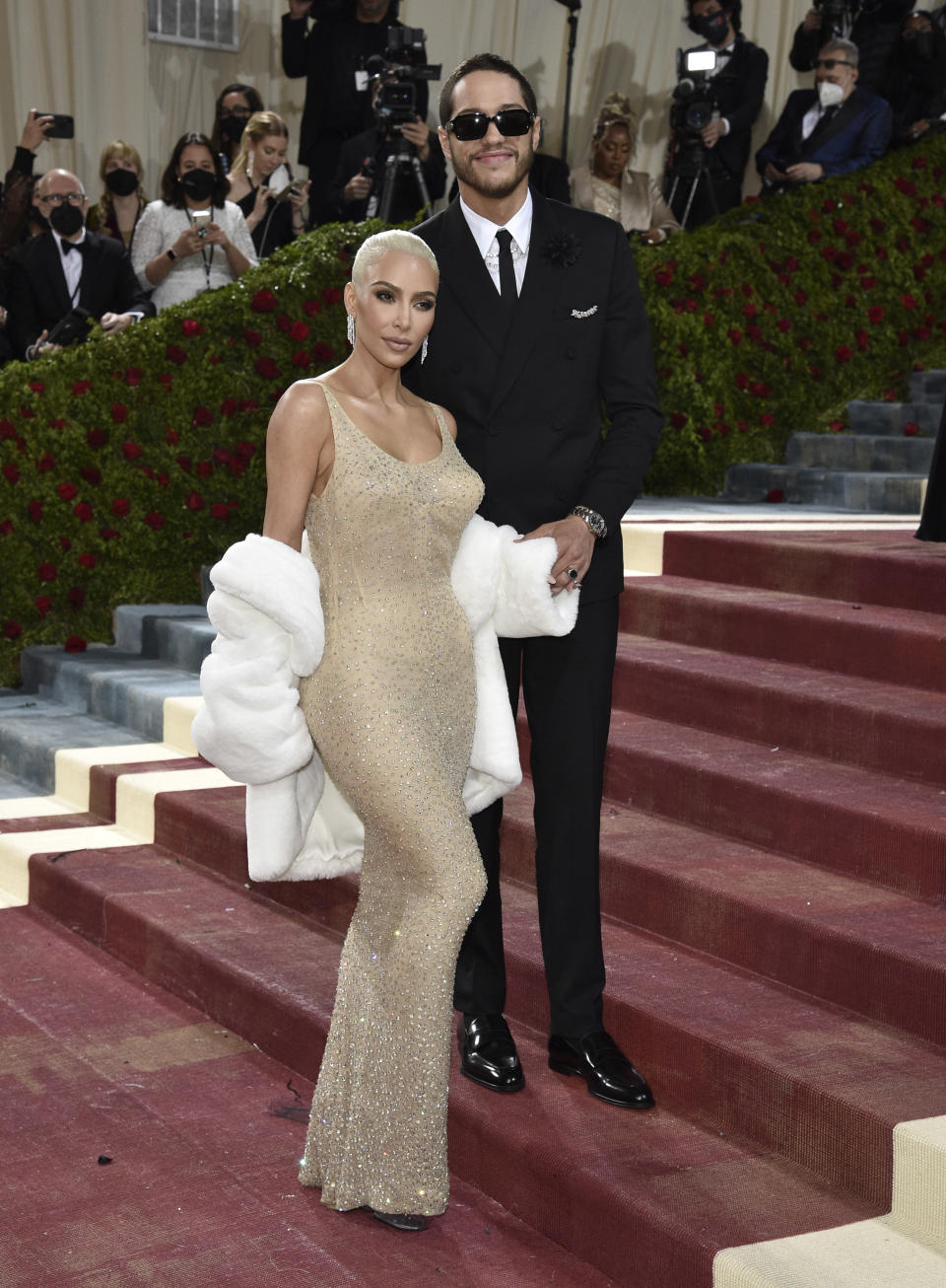 Kim Kardashian, left, and Pete Davidson attend The Metropolitan Museum of Art's Costume Institute benefit gala celebrating the opening of the "In America: An Anthology of Fashion" exhibition on Monday, May 2, 2022, in New York. (Photo by Evan Agostini/Invision/AP)