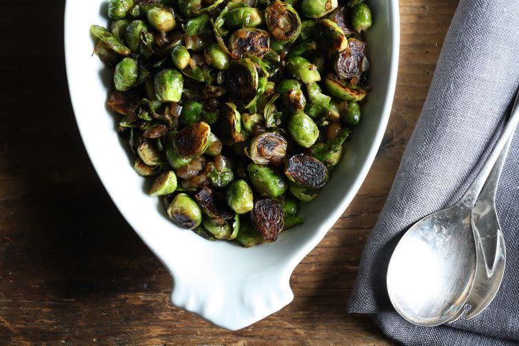 Pot-Stuck Brussels Sprouts