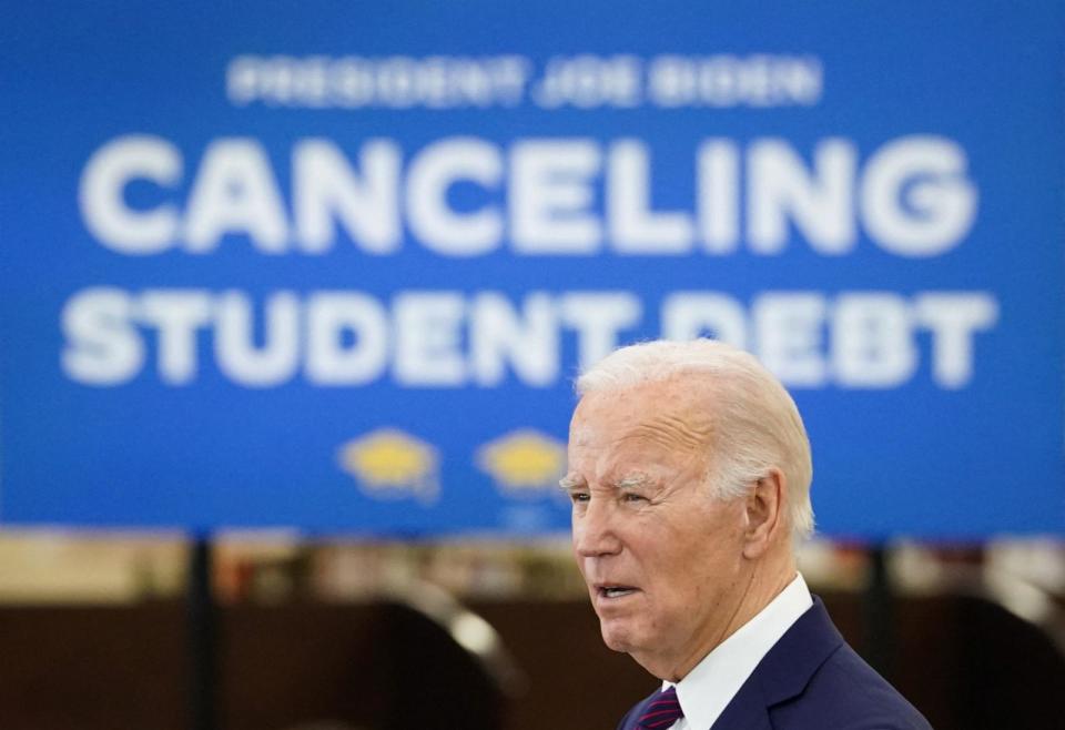 PHOTO: President Joe Biden delivers remarks at an event at Culver City Julian Dixon Library, in Culver City, Calif., Feb. 21, 2024. (Kevin Lamarque/Reuters)