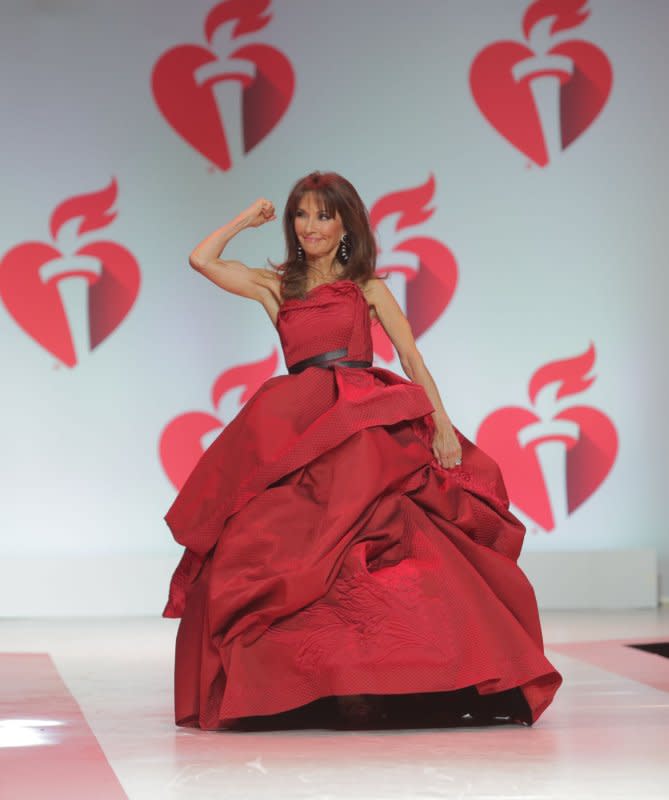 Susan Lucci walks on the runway at the 15th Annual Red Dress Collection fashion show on February 7, 2019, in New York City. The actor turns 77 on December 23. File Photo by Serena Xu-NingUPI