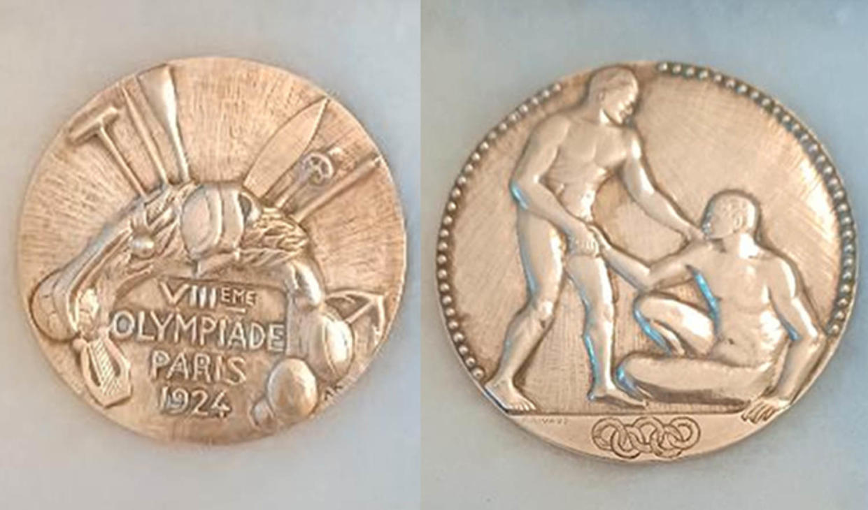 The Olympic medal won by Eugene Oberst in 1924. (Courtesy Roger Oberst)