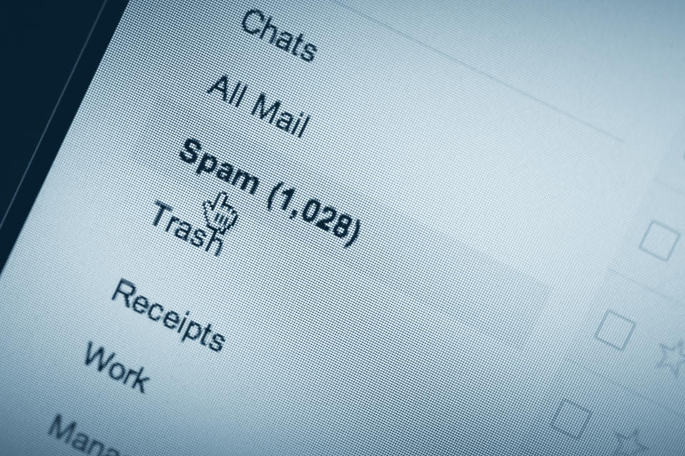 Pixelated E-mail Spam Screenshot, copy space