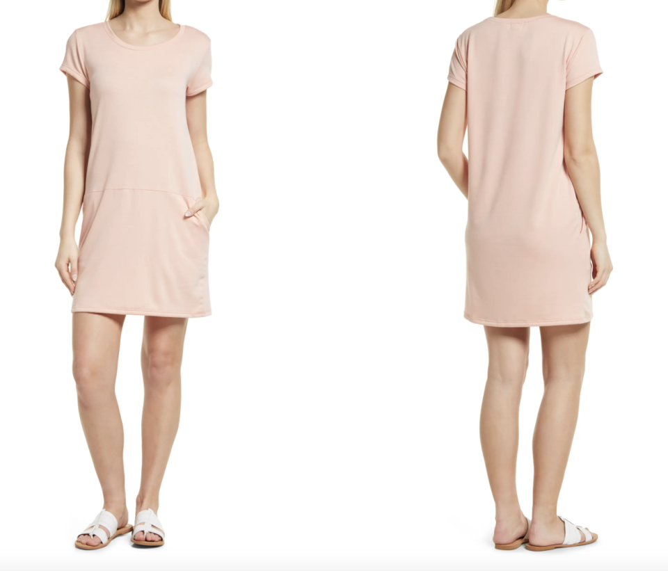 Nordstrom Caslon Knit Shift Dress in Coral Tide (Photos via Nordstrom)