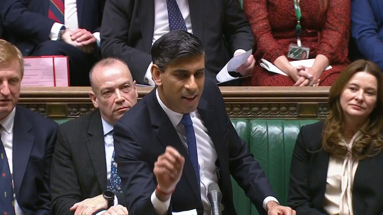 Prime Minister Rishi Sunak speaks during Prime Minister's Questions in the House of Commons, London. Picture date: Wednesday January 17, 2024.