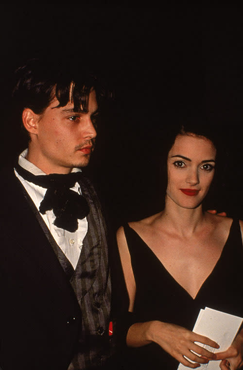 With Johnny Depp, January 1990