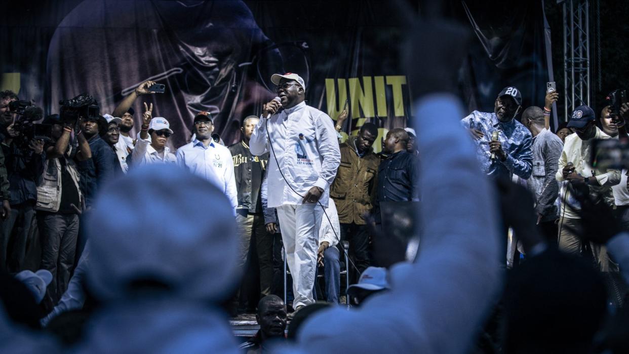  Incumbent Congolese president President Felix Tshisekedi delivers a speech during his campaign rally in Goma. 