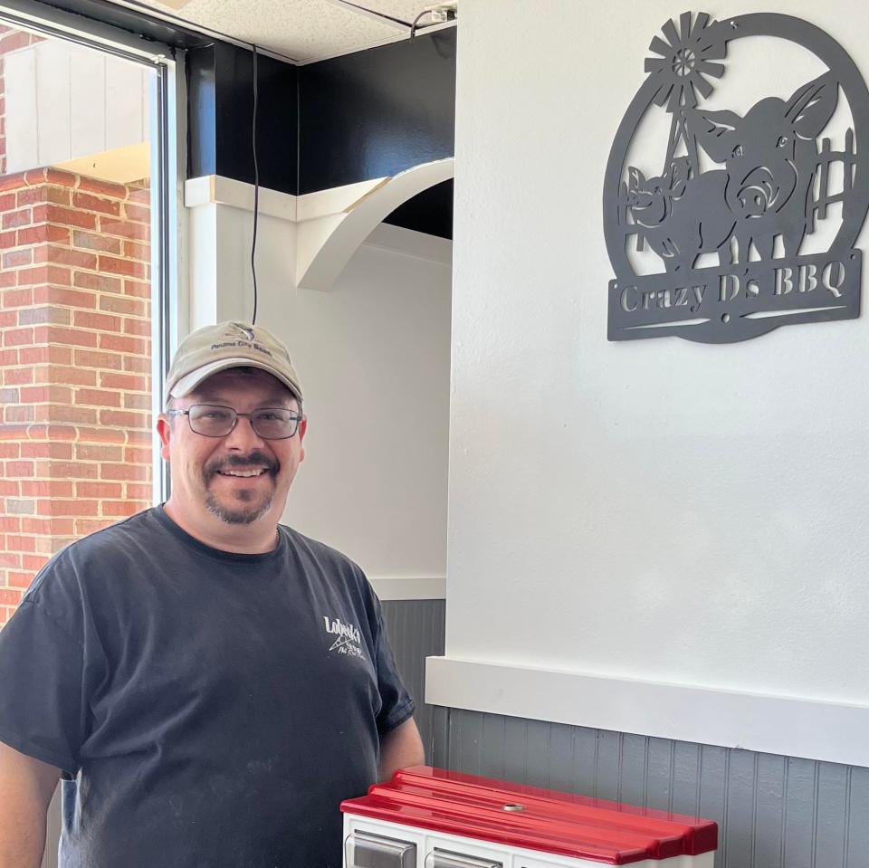 Derek Orbeson parked his Crazy D’s food truck and took over the former Aunt Tina’s BBQ location in Gibbs, opening Crazy D’s BBQ and Southern Grill in August.