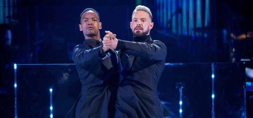 John Whaite dancing with Johannes Radebe on 'Strictly'. (BBC)