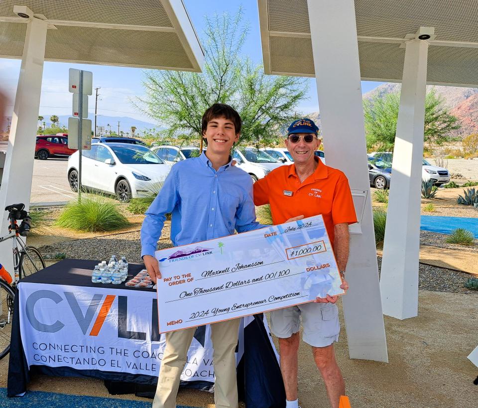 Friends of CV Link honored Maxwell Johansson, a junior at Rancho Mirage High School, as its inaugural Young Entrepreneur at a special ceremony on Thursday, July 11, 2024 in Palm Springs.