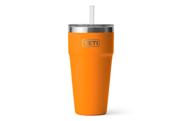 Yeti cup king crab orange 26 oz rambler cup with straw and lid