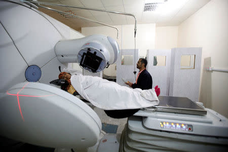 A patient is treated in a radiation room at a cancer treatment center in Sanaa, Yemen, February 11, 2017. REUTERS/Khaled Abdullah