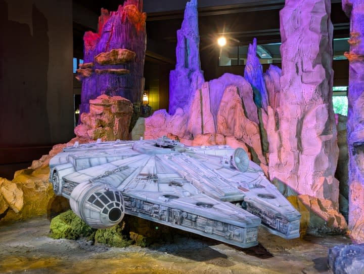 Millennium Falcon sugar sculpture taken with Google Pixel 8a.