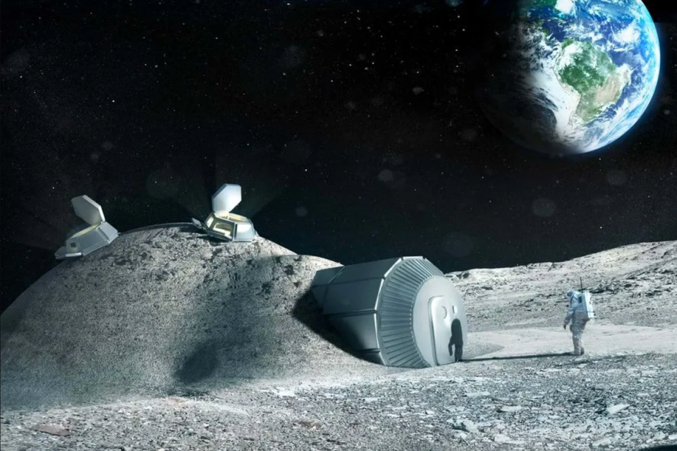 A concept for a lunar base that would allow humans to establish a permanent presence on the Moon (ESA)