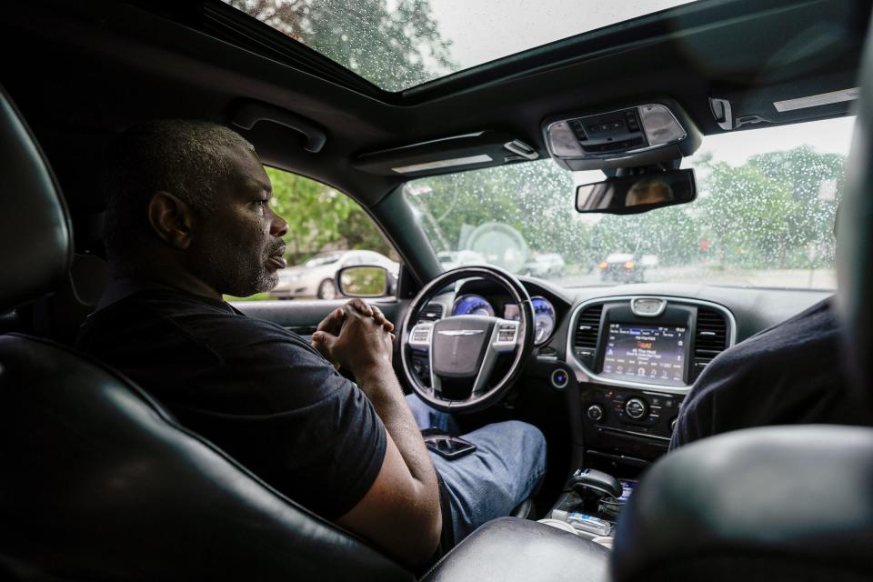 Robert Lewis, 49, of Detroit patrols his east side Detroit neighborhood everyday from 12 p.m. to 4 p.m. as a part of the 4820Live radio patrol, on Tuesday, July 9, 2024. Lewis, who works midnights, says he does it because he wants to make a difference in his community. "I want my children to be able to play in a safe neighborhood." Lewis has a 5-yr-old, a 10-yr-old, and a 12-yr-old.