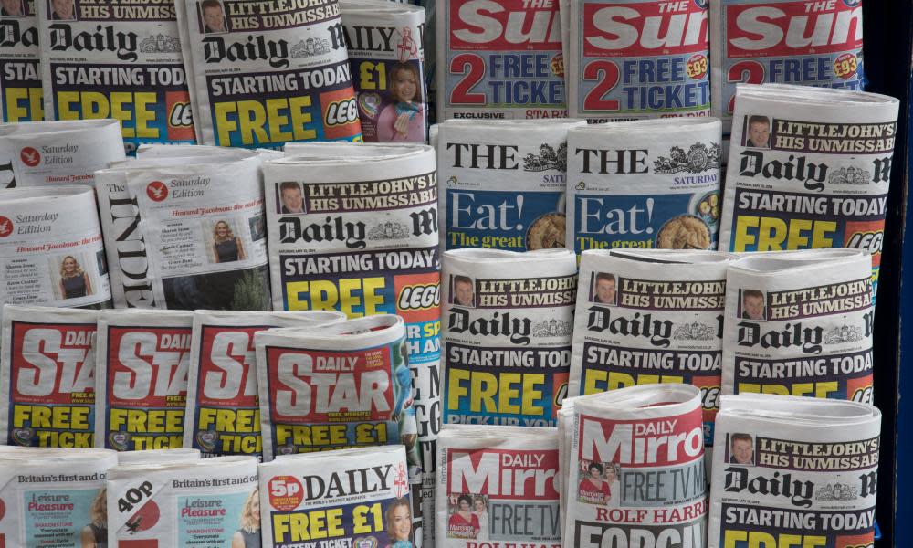 Stand of tabloid newspapers