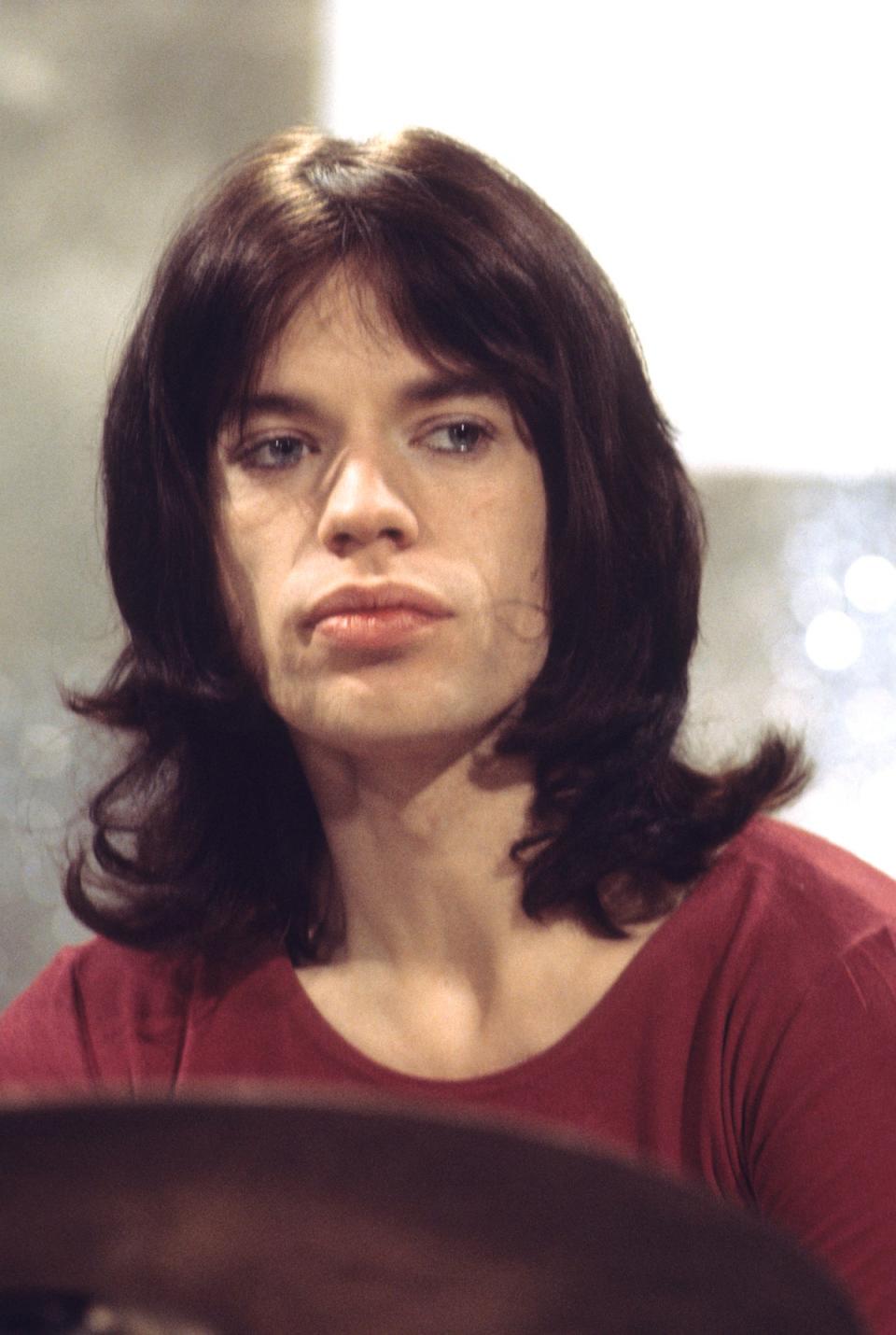 Mick Jagger, singer with the Rolling Stones, pictured as the band film at the LWT (London Weekend Television) studios in London (PA)