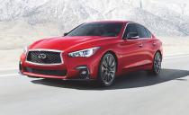 <p>Thanks to its luxury counterparts seeing price increases for 2021, the <a href="https://www.caranddriver.com/infiniti/q50" rel="nofollow noopener" target="_blank" data-ylk="slk:2021 Infiniti Q50;elm:context_link;itc:0;sec:content-canvas" class="link ">2021 Infiniti Q50</a> is now featured on this list. Although the Q50 doesn’t boast the sportiest attributes, it does come standard with a 300-horsepower twin-turbo V-6 engine and is offered with a 400-horsepower twin-turbo V-6. The Q50 provides a <a href="https://www.caranddriver.com/reviews/a19600638/2018-infiniti-q50-30t-awd-test-review/" rel="nofollow noopener" target="_blank" data-ylk="slk:comfortable ride;elm:context_link;itc:0;sec:content-canvas" class="link ">comfortable ride</a>, but the interior of the sedan does lack a luxury feel. And it doesn’t help that the Q50’s dual-infotainment screen system is difficult to operate.</p><ul><li>Engines: 300-hp twin-turbocharged 3.0-liter V-6; 400-hp twin-turbocharged 3.0-liter V-6 </li><li>Cargo space: 13 cubic feet </li></ul><p><a class="link " href="https://www.caranddriver.com/infiniti/q50/specs" rel="nofollow noopener" target="_blank" data-ylk="slk:MORE Q50 SPECS;elm:context_link;itc:0;sec:content-canvas">MORE Q50 SPECS</a></p>