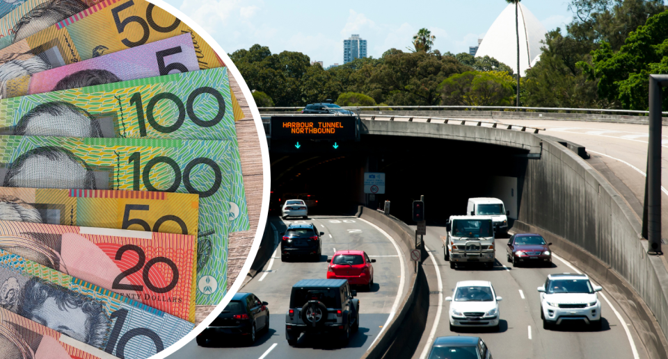 Australian money and Sydney toll road. 