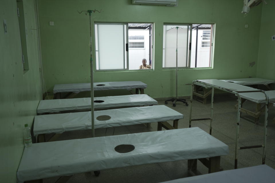 Hospital beds stand empty in a ward dedicated to Cholera patients at a government hospital in Lusaka, Zambia, Saturday, March 9, 2024. Lilanda, an impoverished township on the edge of the Zambian capital of Lusaka, is a typical cholera hotspot. Stagnant pools of water dot the dirt roads. Clean water is gold dust. Extreme weather events have hit parts of Africa relentlessly in the last three years, with tropical storms, floods and drought causing crises of famine and displacement, and leaving another deadly threat in their aftermath: some of the continent's worst outbreaks of cholera. (AP Photo/Tsvangirayi Mukwazhi)