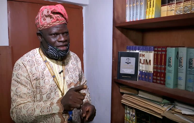 Professor of Islamic Studies, Taiwo Salisu, speaks during an interview with Reuters in Lagos