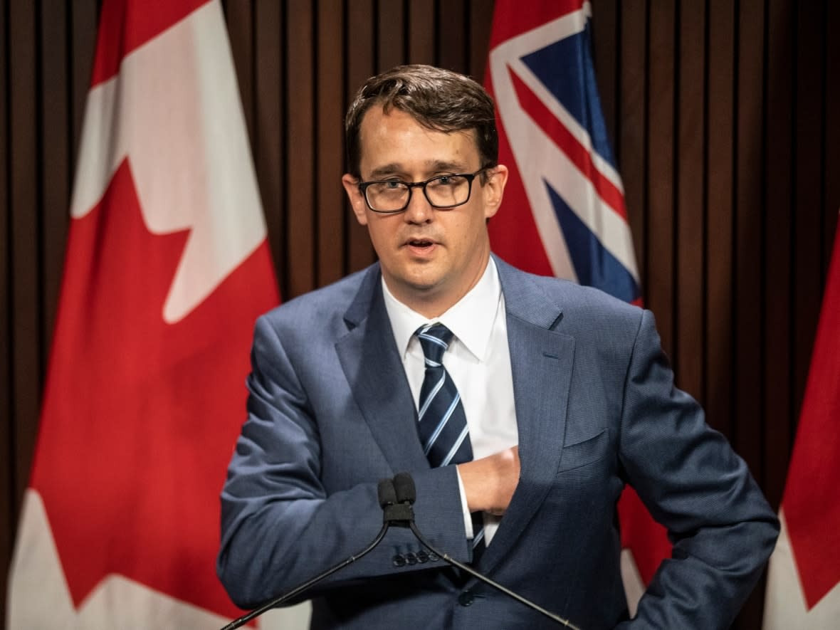 Ontario Labour Minister Monte McNaughton is introducing new rules that could see more workers turning on their 'out of office' email signatures after the scheduled work day is done.  (Chris Young/The Canadian Press - image credit)