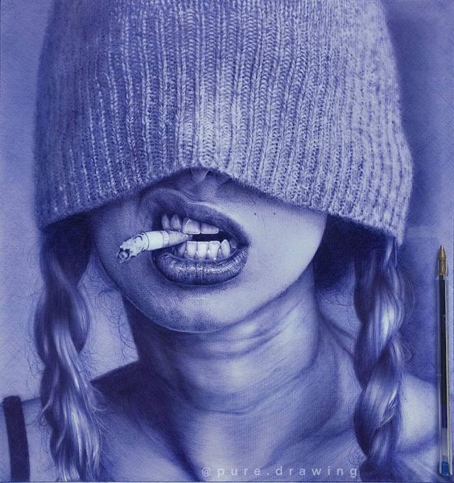 Artist Draws Insanely Realistic Portraits With Just a Ballpoint Pen