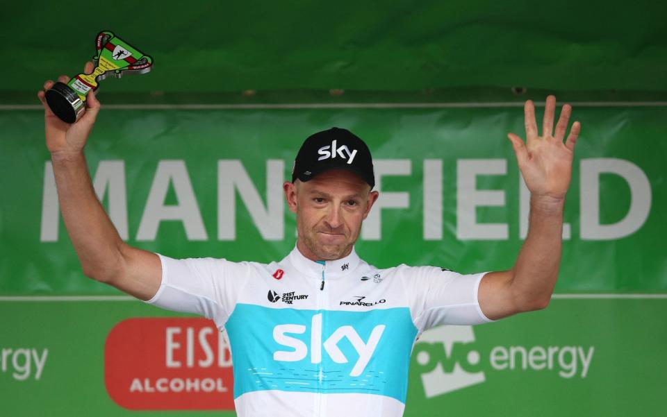 Ian Stannard on the podium - PA