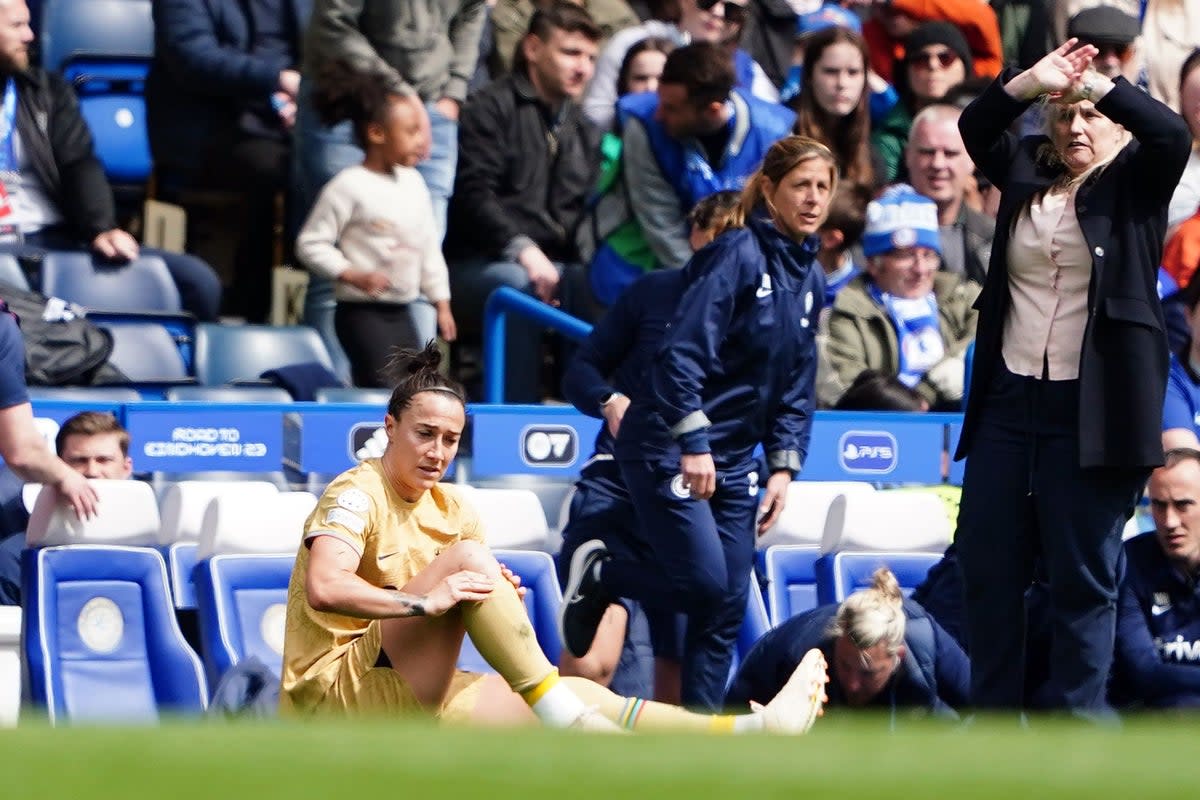 Lucy Bronze suffered an injury at Stamford Bridge (Zac Goodwin/PA) (PA Wire)