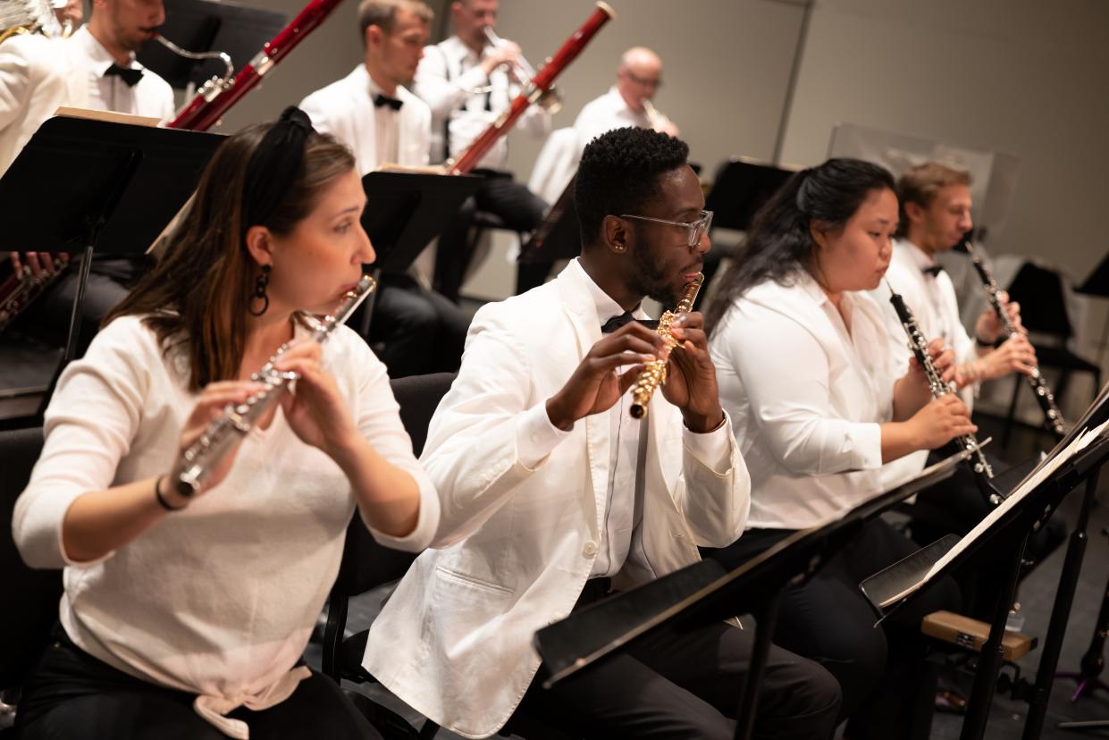 Members of the Missouri Symphony Orchestra rehearse for their "A Grand Night at the Opera" performance last summer at the Missouri Theatre.