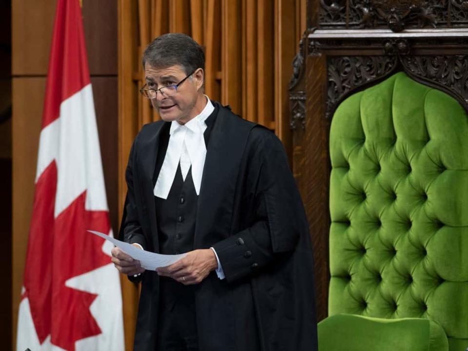 Speaker of the House of Commons Anthony Rota rises in the chamber July 22, 2020, in Ottawa. (The Canadian Press/Adrian Wyld - image credit)