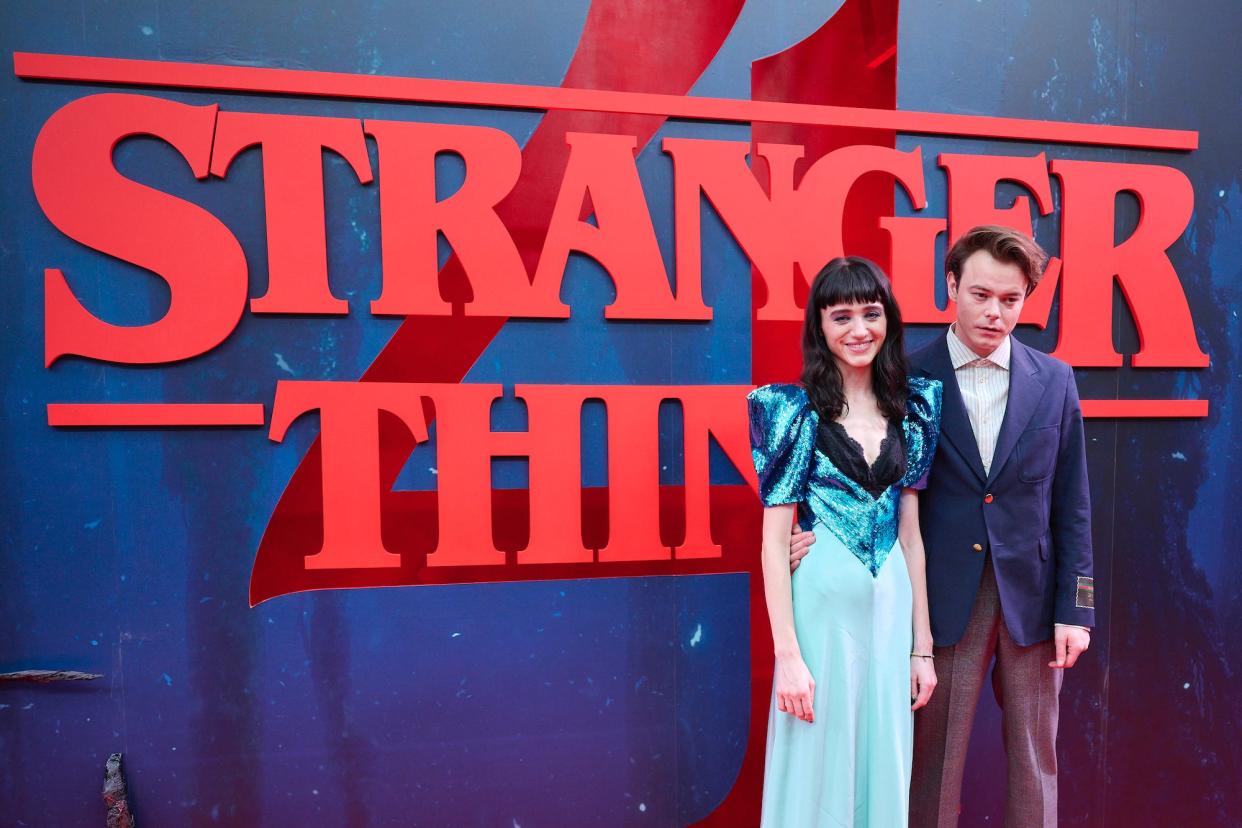 Natalia Dyer and Charlie Heaton at the Spain "Stranger Things" premiere on May 18, 2022.