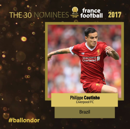 Les 30 nommés au Ballon d'Or 2017