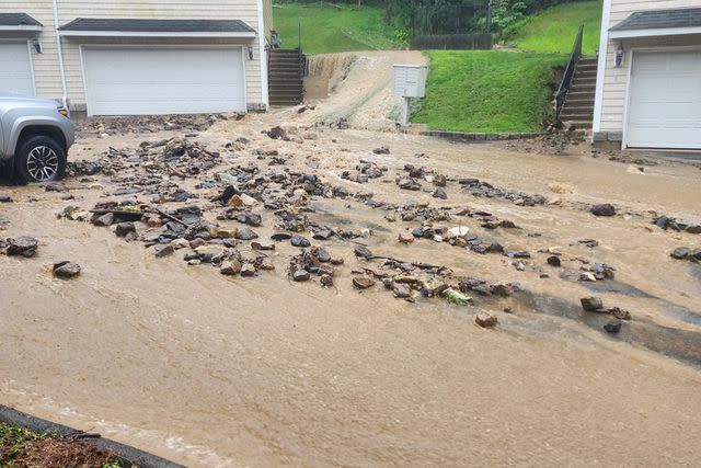 <p>Danbury Fire Department/Facebook</p> Flooding in Connecticut after downpours impacted the area on Sunday, Aug. 18, 2024