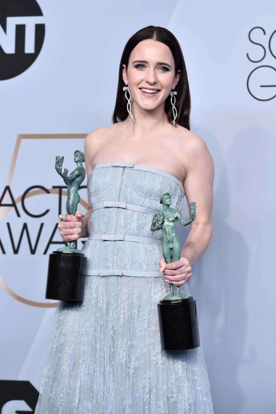 Brosnahan took home two statues (called “The Actor”) at the 2019 SAG Awards for her role in The Marvelous Mrs. Maisel.
