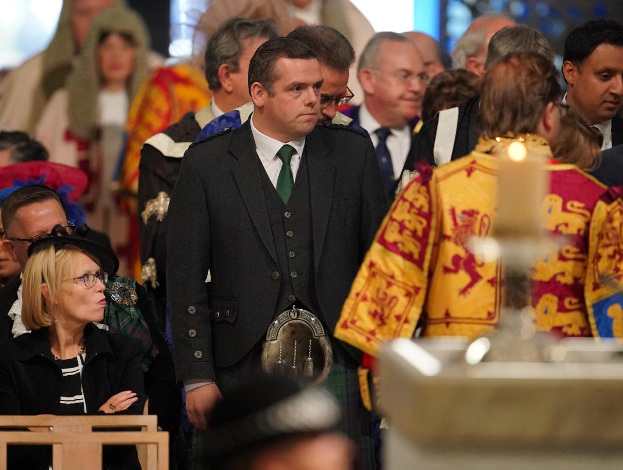 Scottish Conservative leader Douglas Ross (C) arrives to attend the National Service of Thanksgiving and Dedication (Getty Images)