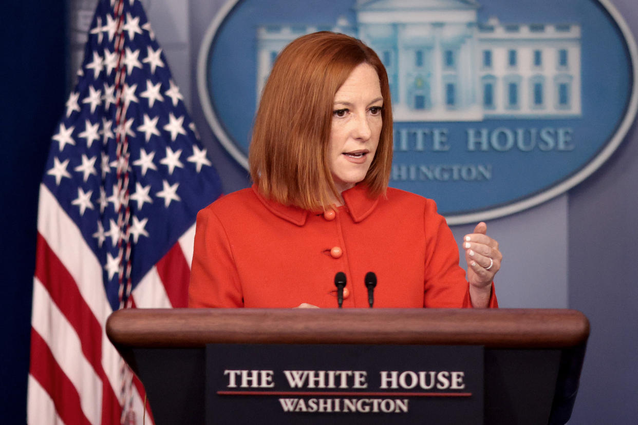 White House press secretary Jen Psaki answers questions in the White House press briefing room on September 15, 2021 in Washington, DC. (Win McNamee/Getty Images)