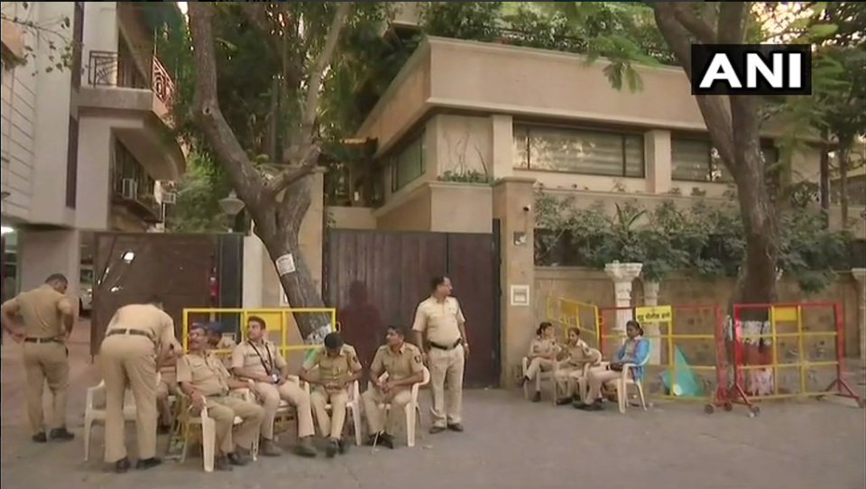 Police security outside Anil Kapoor’s residence in Mumbai.