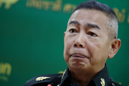 Thailand's Royal Army Chief General Apirat Kongsompong speaks during a news conference at the Thai Army headquarters in Bangkok, Thailand, October 17, 2018. REUTERS/Athit Perawongmetha