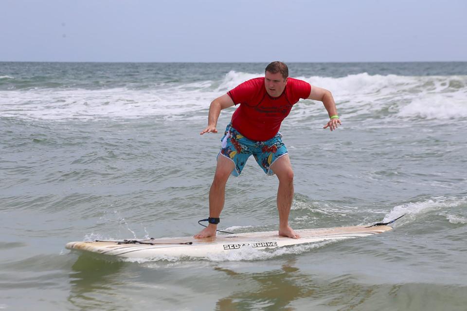 Fletcher Schaier, 25, is a multi-sport Special Olympics athlete but surfing is his favorite. "Surfing feels great. It is exciting," he said.