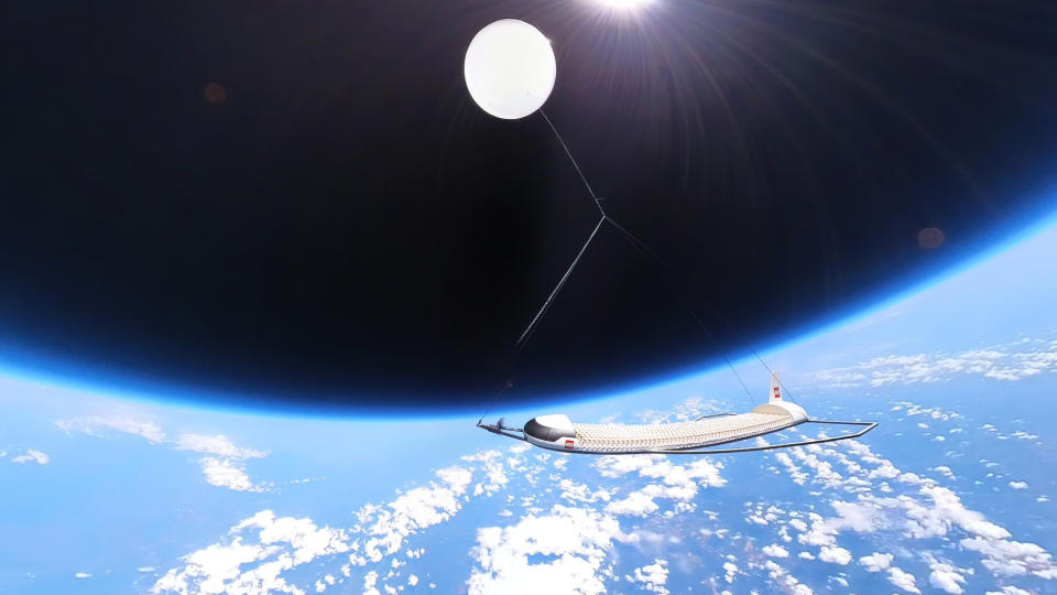 A 3D-printed mini-space shuttle carried 1,000 Lego astronauts to the stratosphere, suspended on a helium balloon.