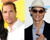 <p><b>Who: </b> Matthew McConaughey <br> The go-to blonde and buff leading man in Hollywood has shocked onlookers of late with his gaunt appearance and emaciated frame. McConaughey is on a mission to lose 30 pounds (14 kilos) for his upcoming movie, "The Dallas Buyers Club" where he plays an AIDS victim turned drug dealer. Guess he's on the right track, he's nothing but skin and bones at the moment!</p>