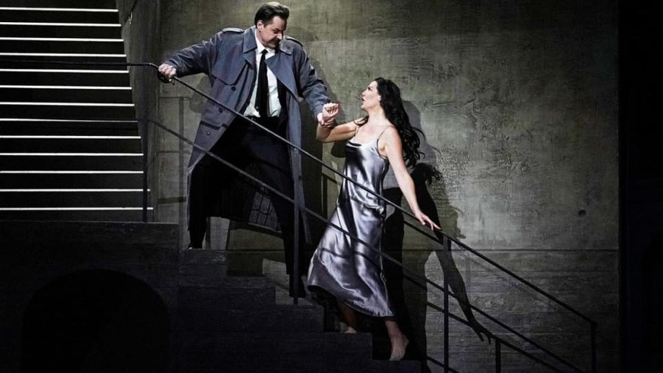 <div class="inline-image__caption"><p>Peter Mattei, left, as Don Giovanni and Federica Lombardi as Donna Anna in Mozart's "Don Giovanni."</p></div> <div class="inline-image__credit">Karen Almond / Met Opera</div>