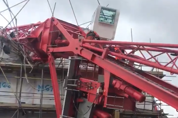 A crane has collapsed onto a house in Bow (Bridget Teirney)