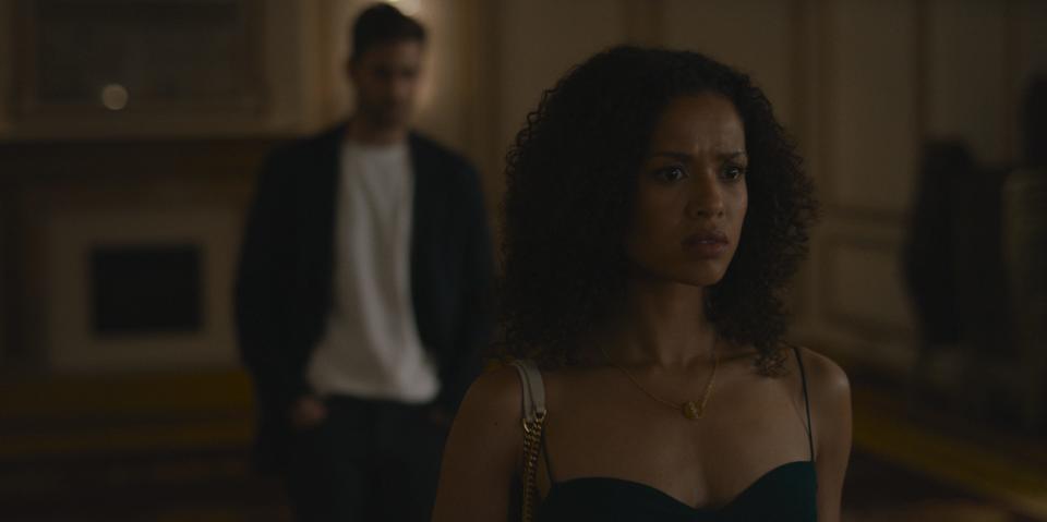 Sophie (Gugu Mbatha-Raw, right) doesn't know whether she can trust her husband (Oliver Jackson-Cohen) in Apple TV+ thriller "Surface."