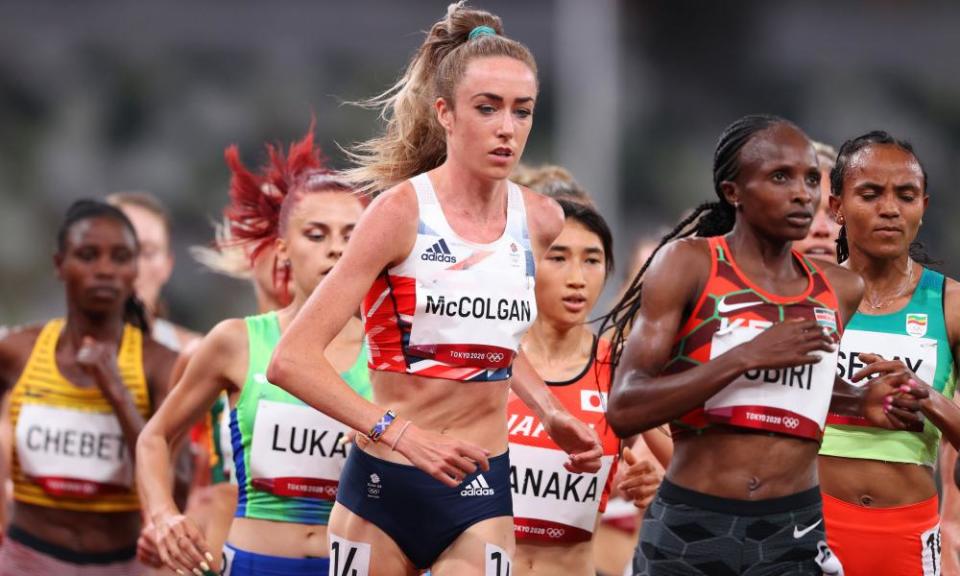 Eilish McColgan competes during one of the 5,000m heats